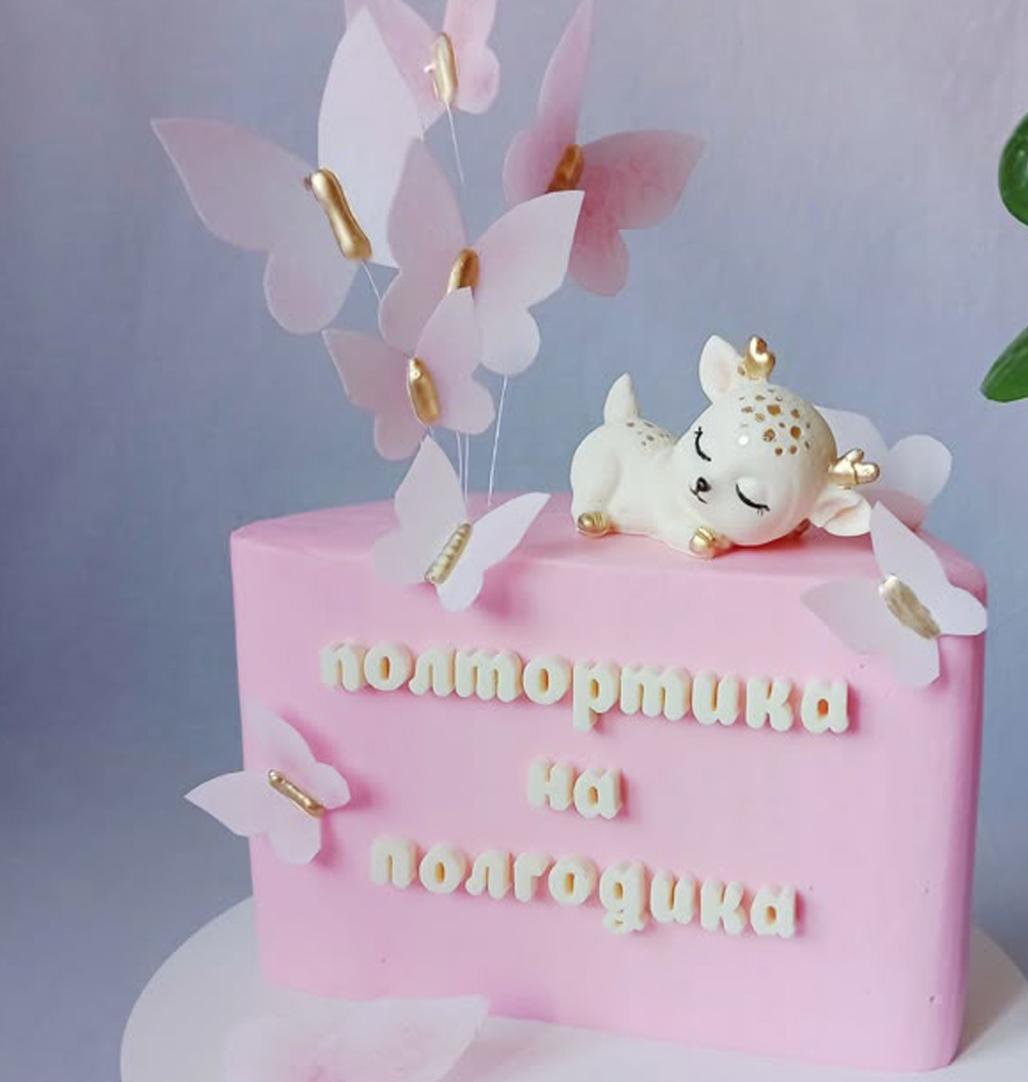 Торт на пол годика с олененком