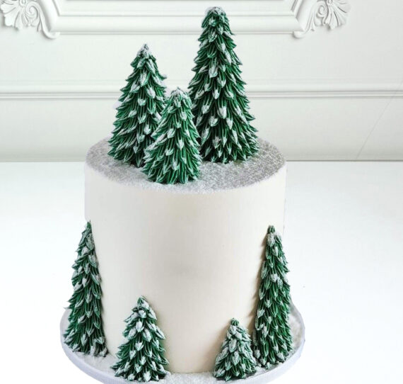 Торт новогодний с елочками