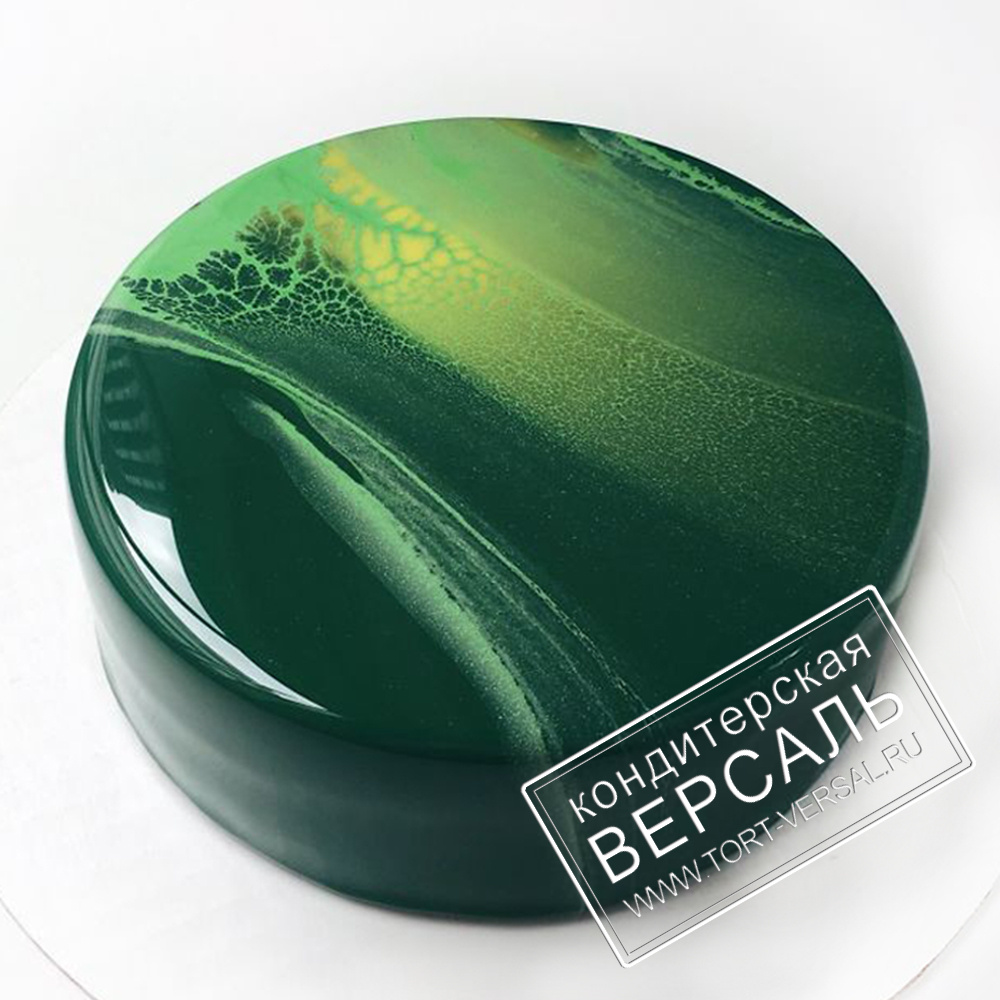 Зеленый зеркальный торт