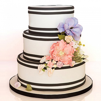  Торт свадебный №176 с цветами
