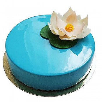  Торт бирюзовый зеркальный с цветком №8