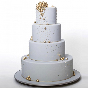  Торт свадебный с золотыми бусинами