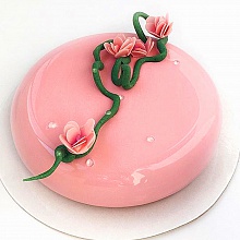 Розовый зеркальный торт №4