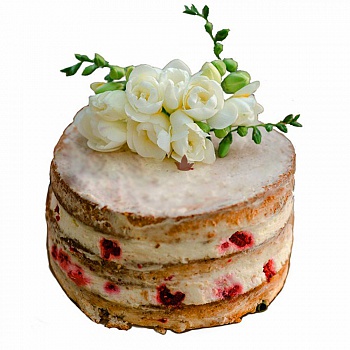  Открытый торт с цветочной веточкой