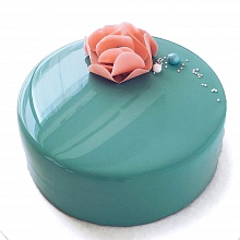 Торт зеркальный бирюзовый с цветком