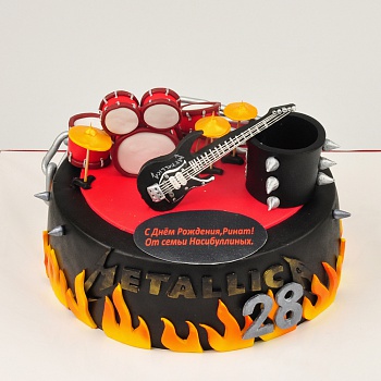  Торт с гитарой и барабанами